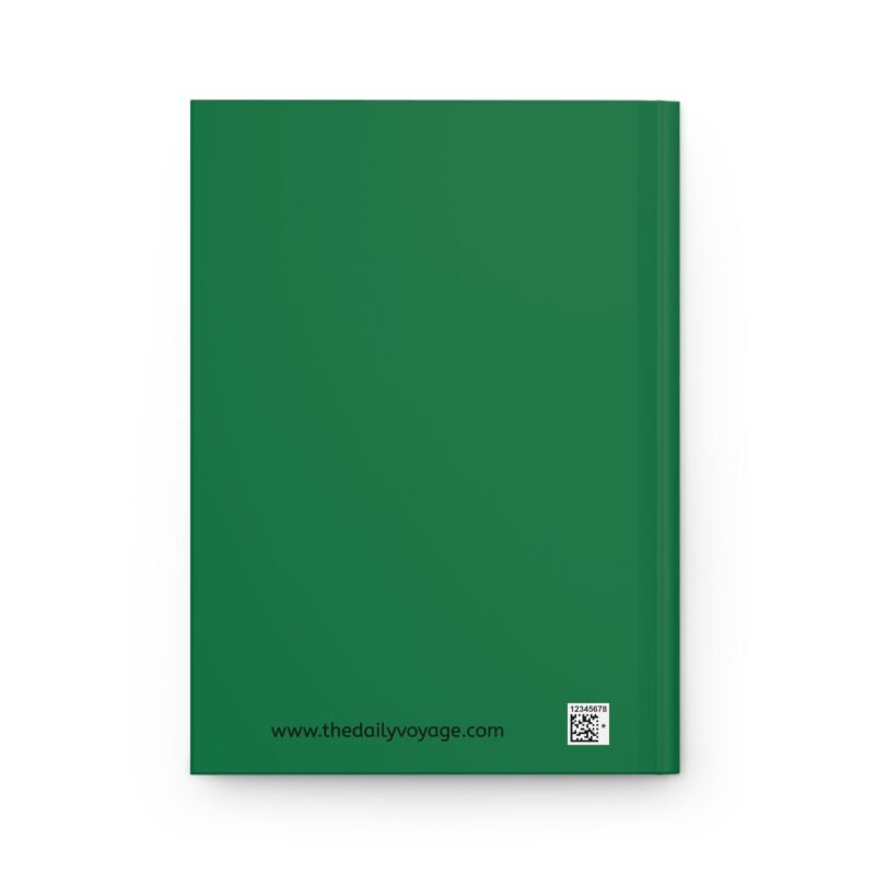 Green hardcover journal with a minimalist bicycle illustration featuring lemon slice wheels and the phrase ‘Ride With Me Write With Me’ above it.