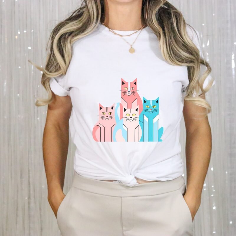 Playful Neo Cat T shirt - Image 6