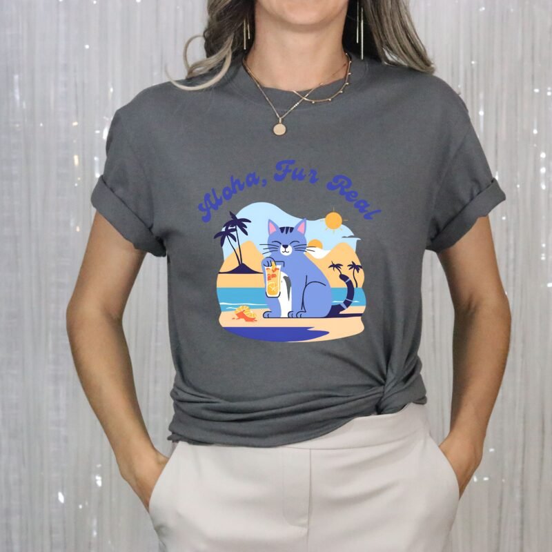 Aloha Fur Real Beach Cat T shirt - Image 13