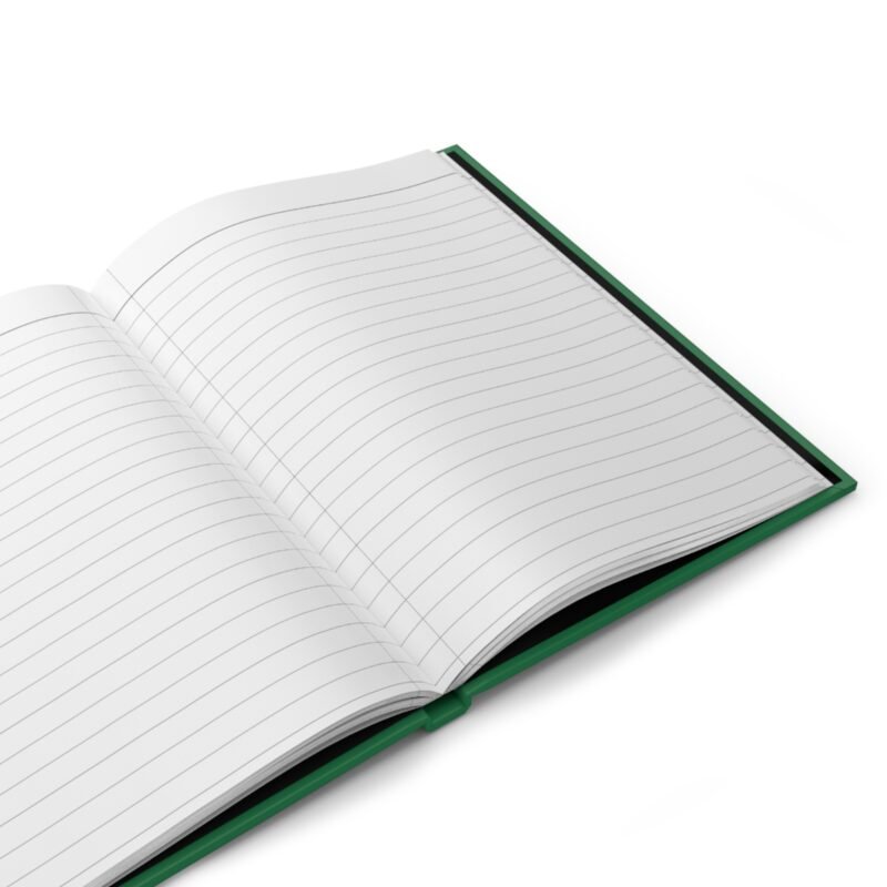 Green hardcover journal with a minimalist bicycle illustration featuring lemon slice wheels and the phrase ‘Ride With Me Write With Me’ above it.