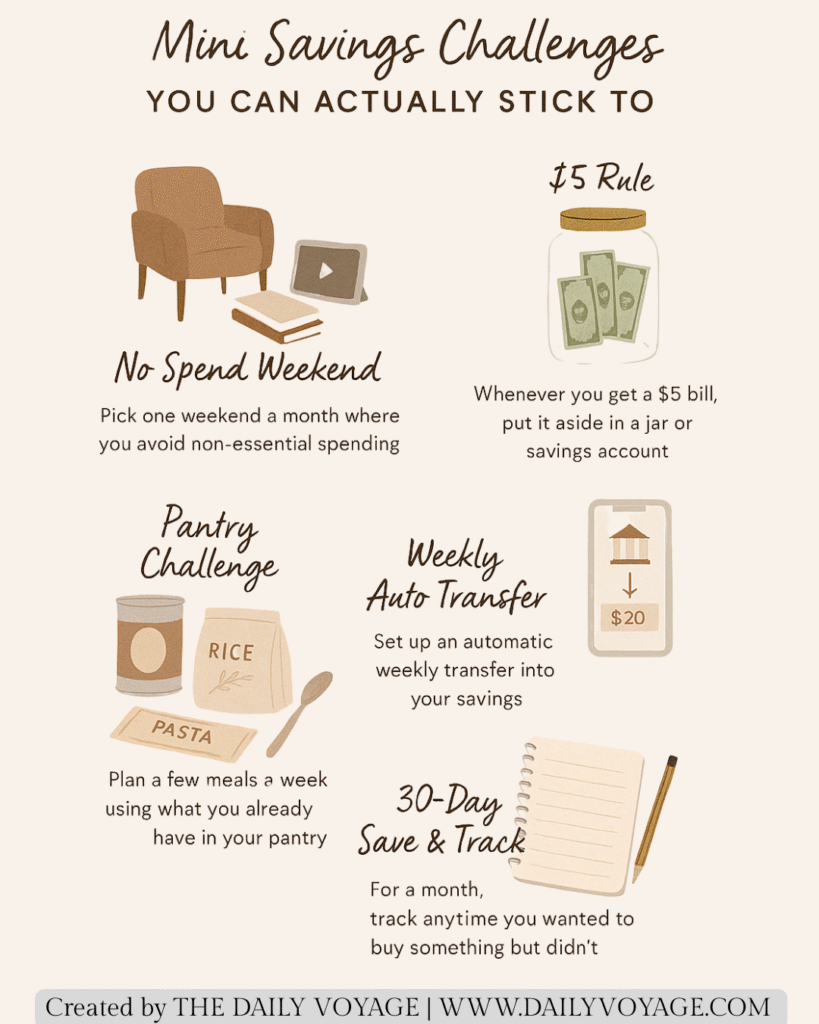 5 Mini saving Challenges that you can actually stick to