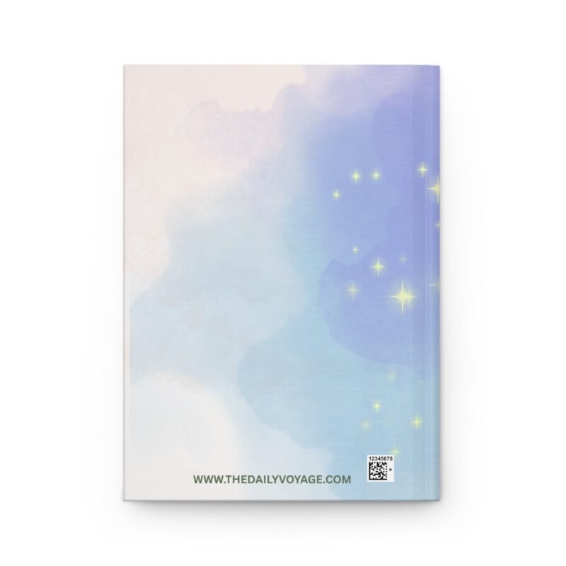 Dreamy purple hardcover journal with pastel balloon illustration
