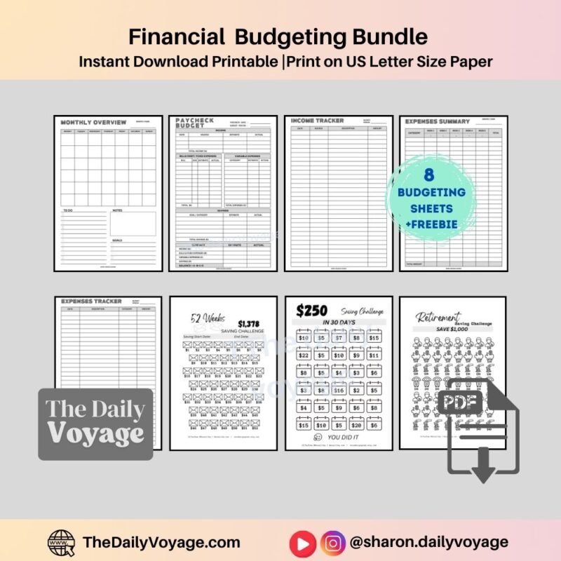 Monthly Financial Budget Planner |Digital Download