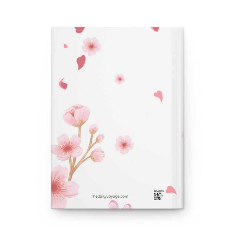 Soft Matte White journal cover with whimsical Cherry Blossom illustrations and the quote "Let your thoughts fall gently, like petals in spring."