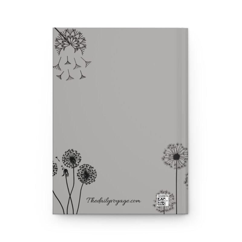 Soft Matte Grey Wellness journal cover with Little girl and dandelion illustrations