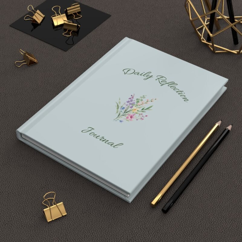 Matte Sage Green journal cover with whimsical Floral illustrations and the quote " Daily Reflection Journal"