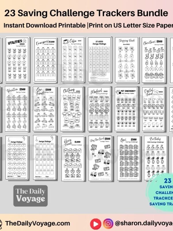 Digital download printable 24 Saving Challenge Bundle A6