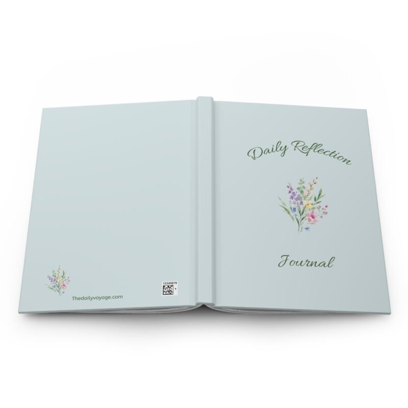 Matte Sage Green journal cover with whimsical Floral illustrations and the quote " Daily Reflection Journal"