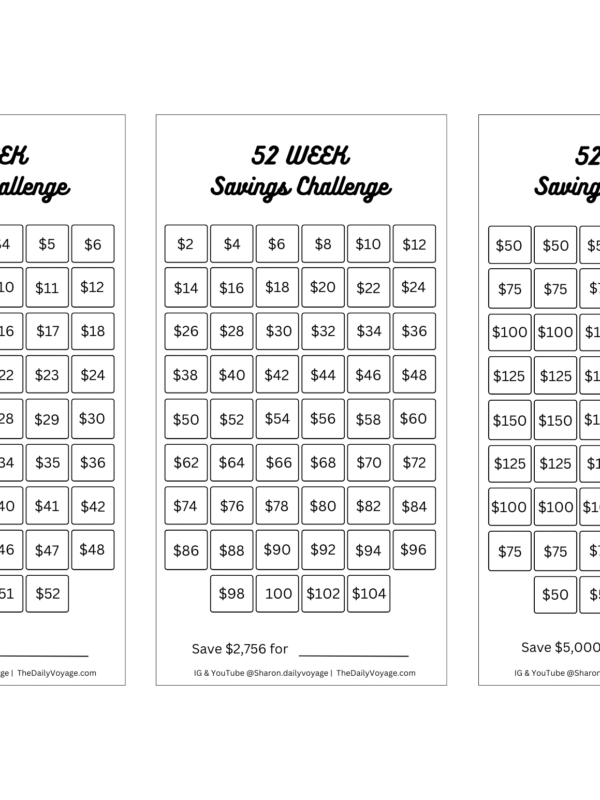52 weeks saving tracker