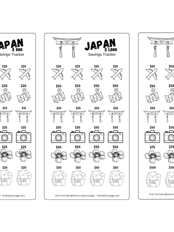 Japan Travel Saving Challenge Trackers - Digital Download